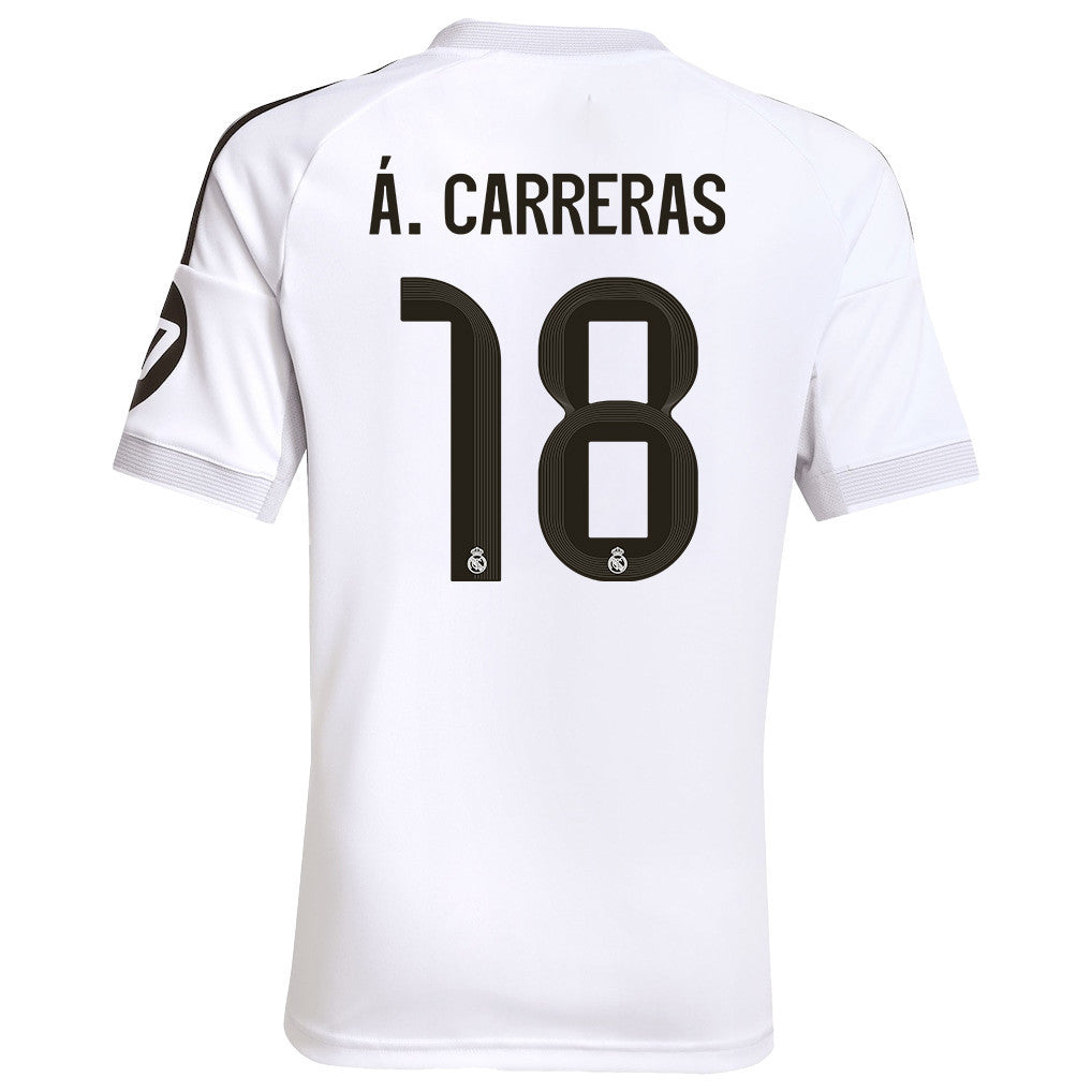 Álvaro Carreras 18 Real Madrid 25/26 Home YOUTH Jersey - White