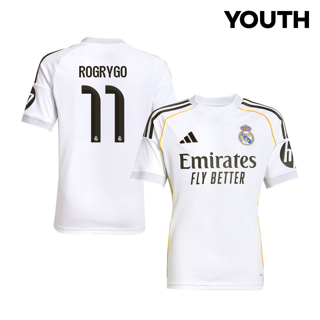 Rodrygo 11 Real Madrid 25/26 Home YOUTH Jersey - White