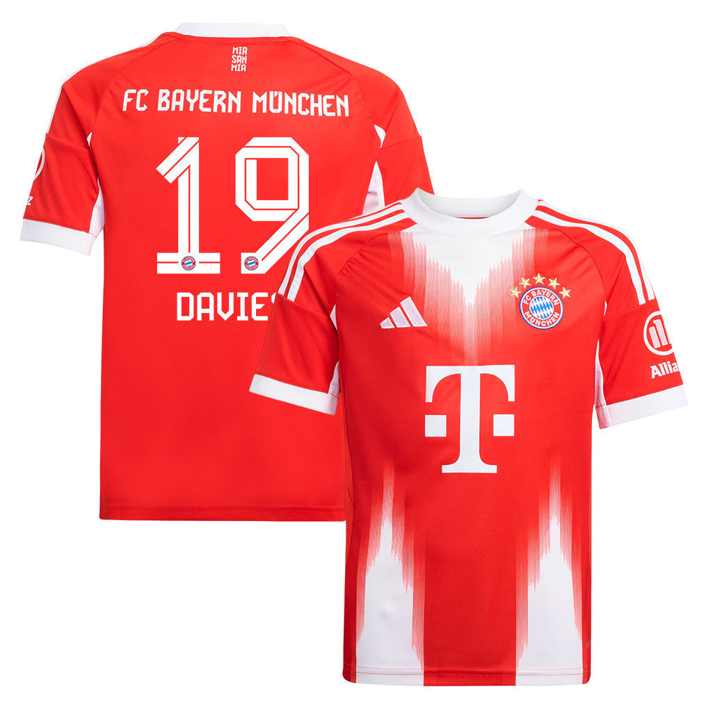 Alphonso Davies 19 Bayern Munich 25/26 Home YOUTH Jersey - Red