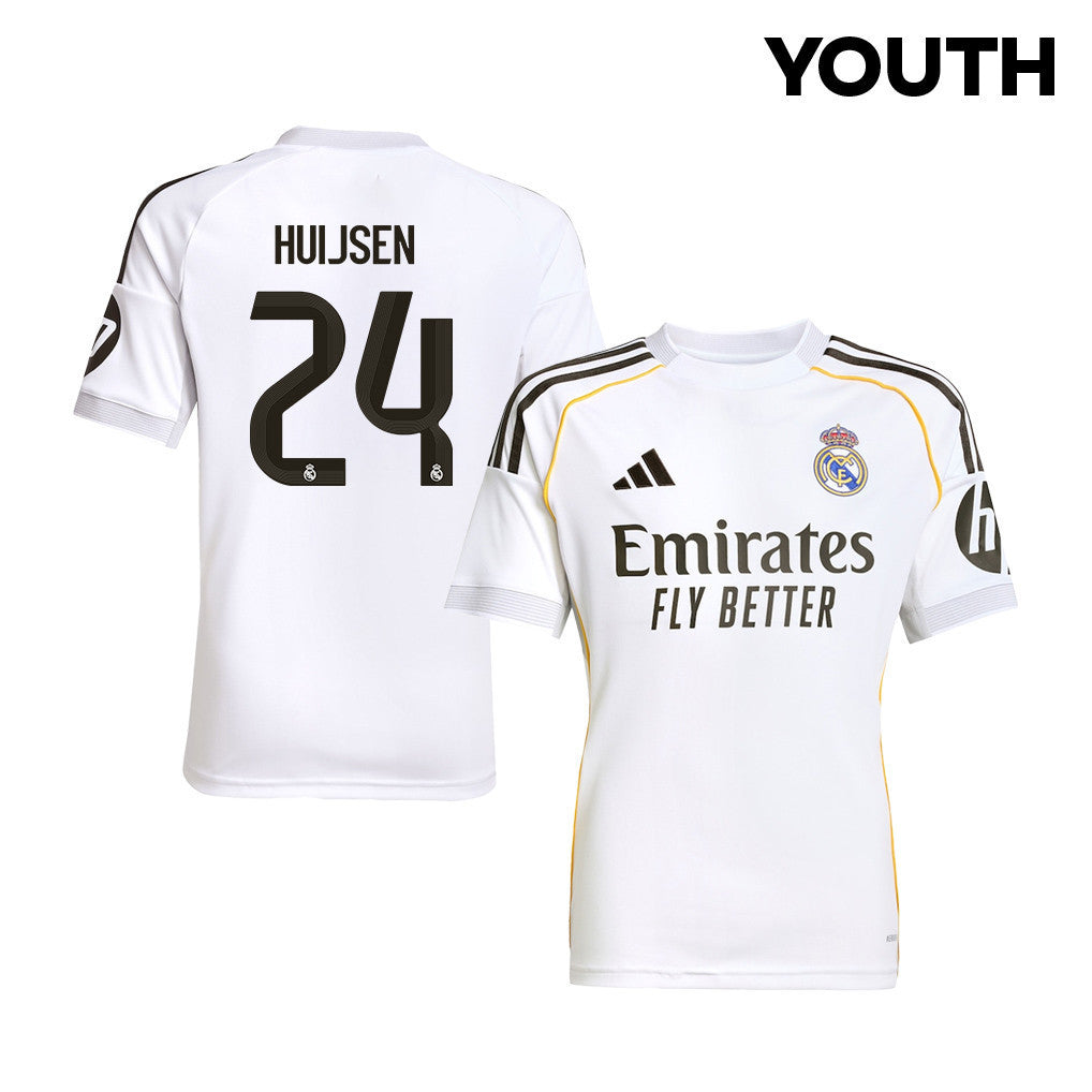 Dean Huijsen 24 Real Madrid 25/26 Home YOUTH Jersey - White