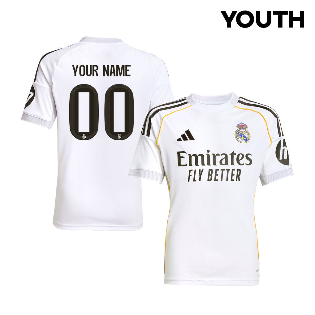Real Madrid 25/26 Personalized Home YOUTH Jersey - White