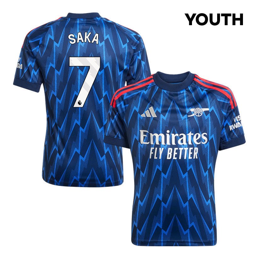 Bukayo Saka 7 Arsenal 25/26 Away YOUTH Jersey - Navy Blue