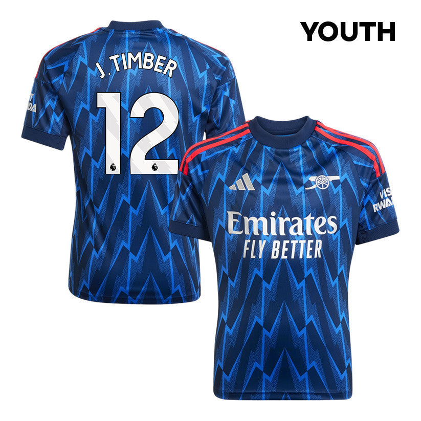 Jurriën Timber 12 Arsenal 25/26 Away YOUTH Jersey - Navy Blue