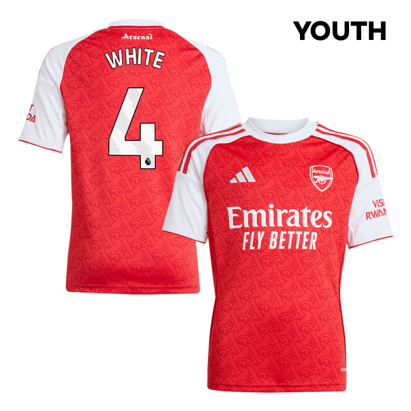 Ben White 4 Arsenal 25/26 Home YOUTH Jersey - Red/White