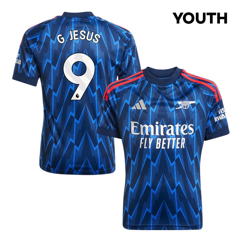 Gabriel Jesus 9 Arsenal 25/26 Away YOUTH Jersey - Navy Blue