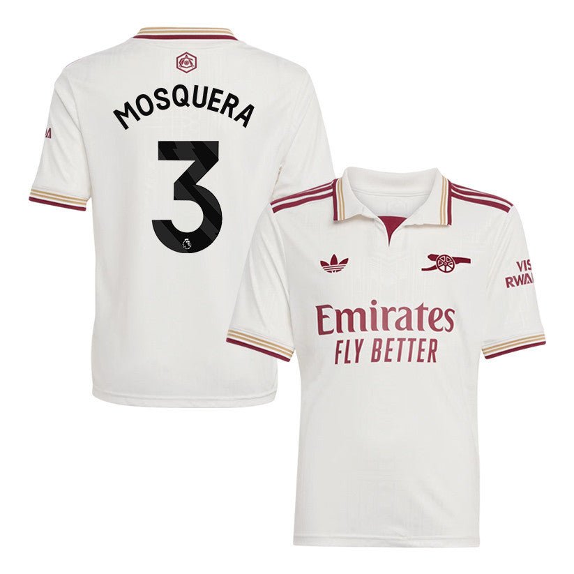 Cristhian Mosquera 3 Arsenal 25/26 Third YOUTH Jersey - White