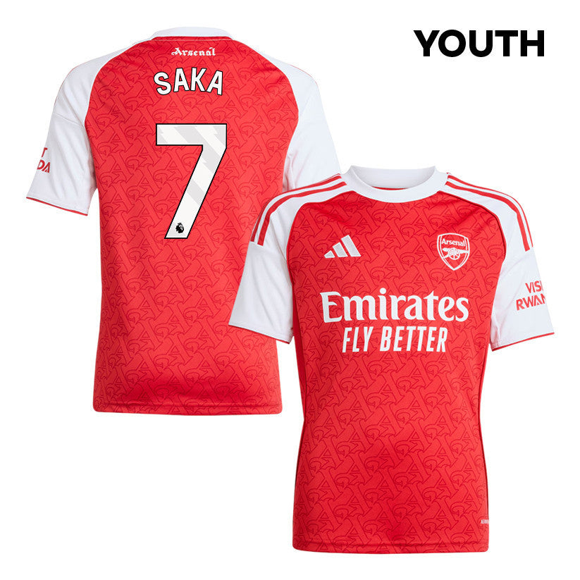 Bukayo Saka 7 Arsenal 25/26 Home YOUTH Jersey - Red/White