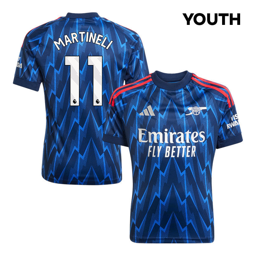 Gabriel Martinelli 11 Arsenal 25/26 Away YOUTH Jersey - Navy Blue