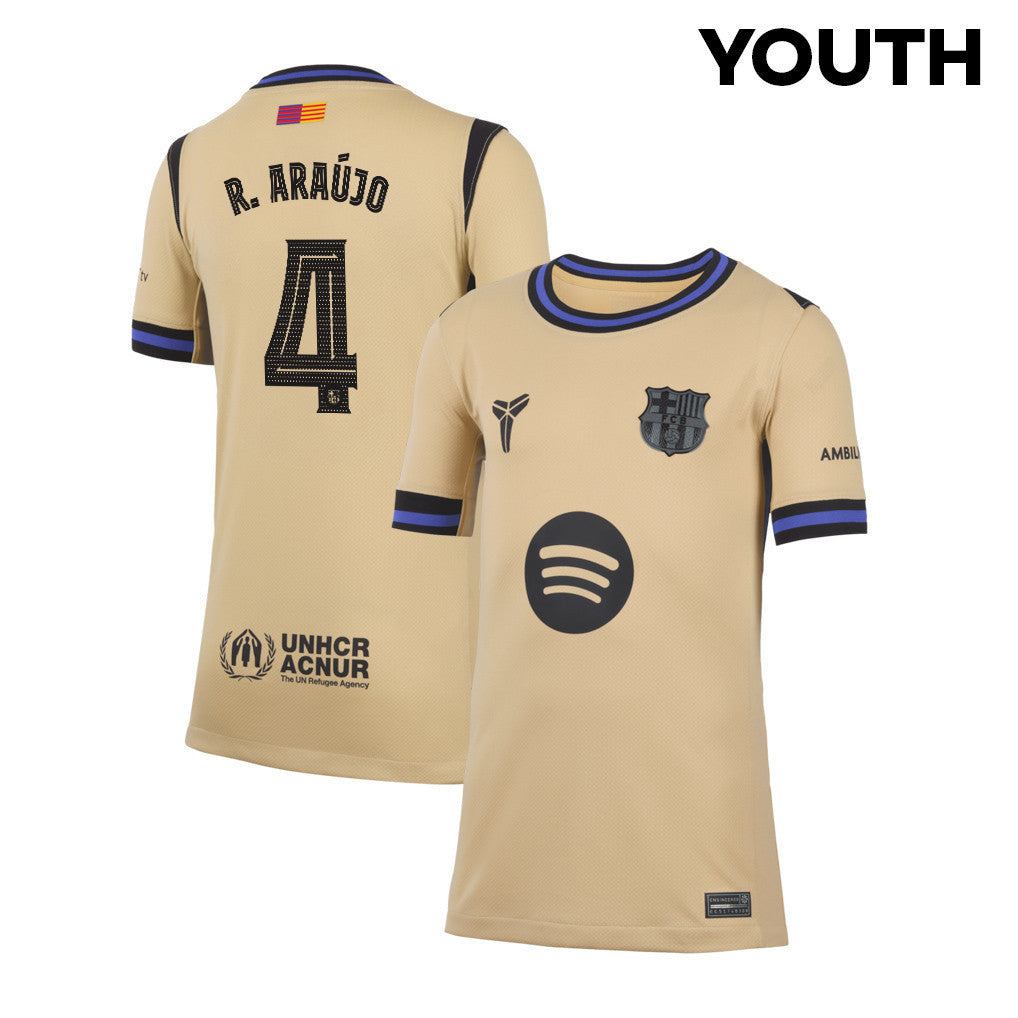 R. Araújo 4 Barcelona 25/26 Away YOUTH Jersey - Yellow