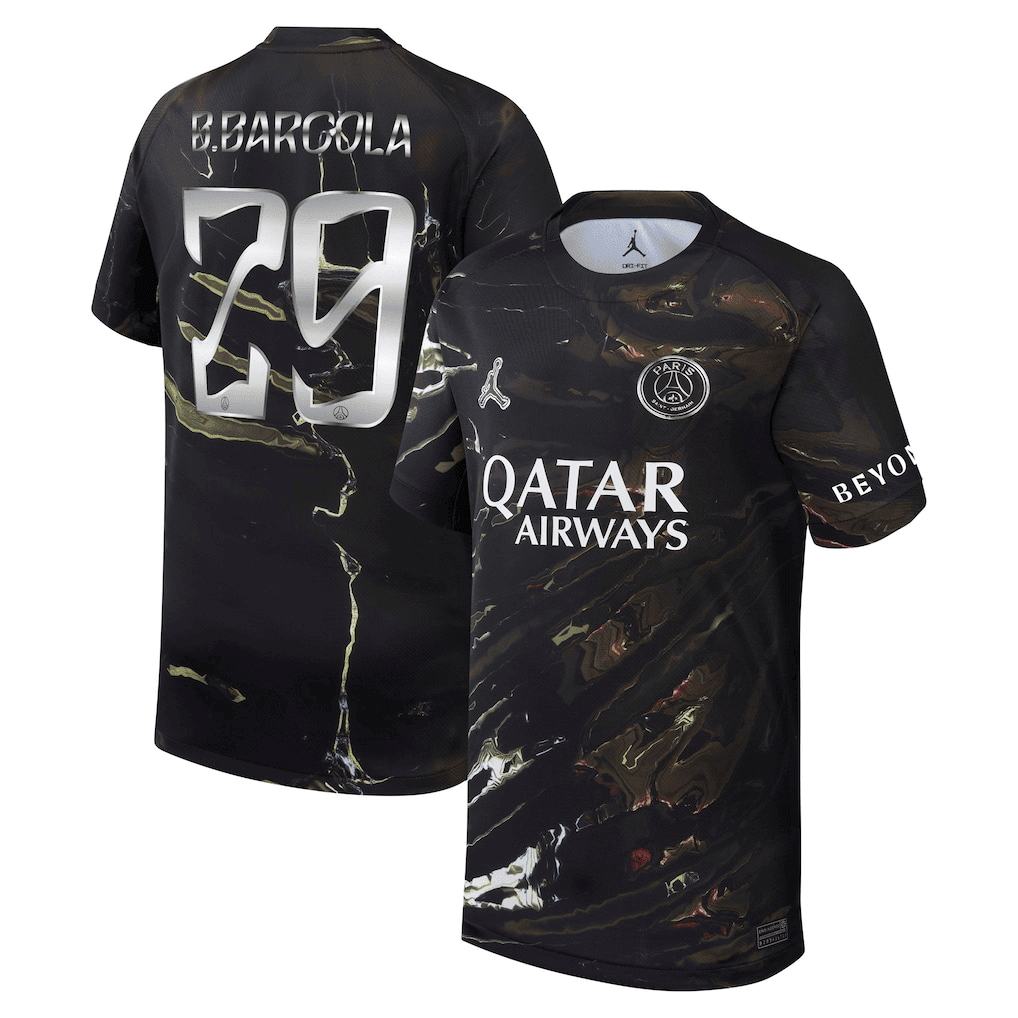 B.Barcola 29 Paris Saint-Germain Jordan Night Edition 2025/26 Cup Printing Jersey - YOUTH