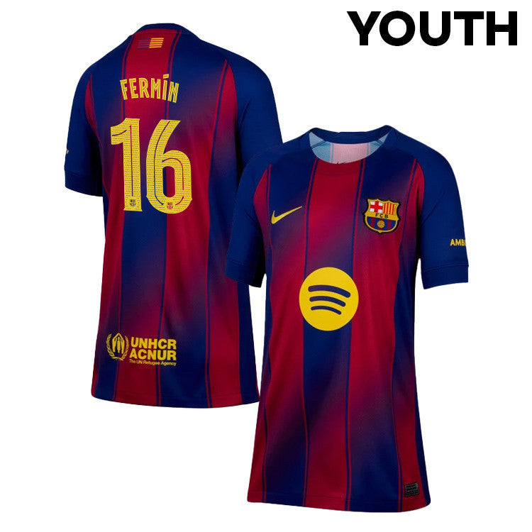 Fermín López 16 Barcelona 25/26 Home YOUTH Jersey - Navy