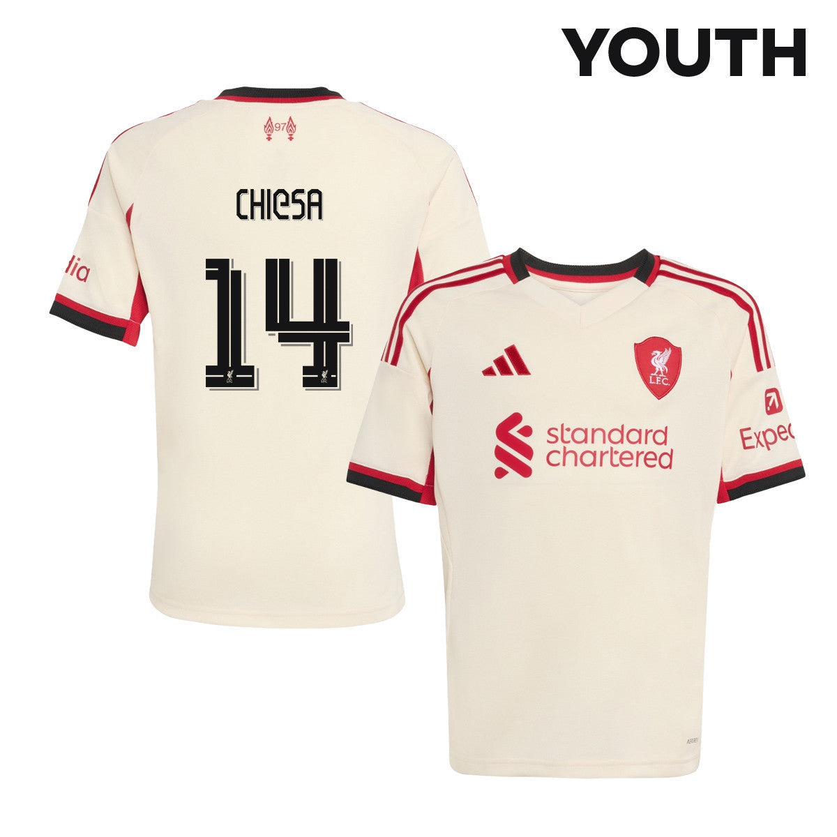 Federico Chiesa 14 Liverpool 25/26 Away YOUTH Jersey - Off-white