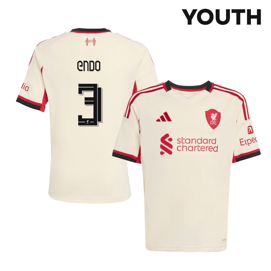 Wataru Endo 3 Liverpool 25/26 Away YOUTH Jersey - Off-white