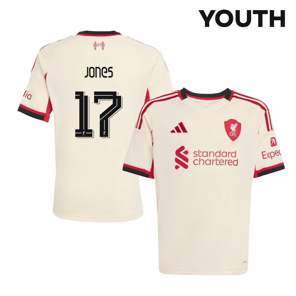 Curtis Jones 17 Liverpool 25/26 Away YOUTH Jersey - Off-white