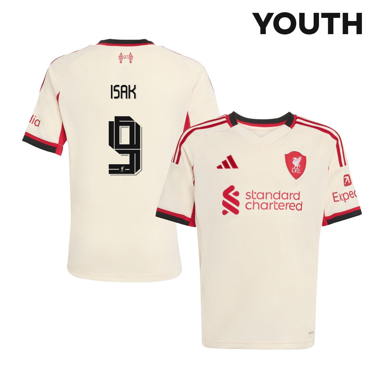 Alexander Isak 9 Liverpool 25/26 Away YOUTH Jersey - Off-white