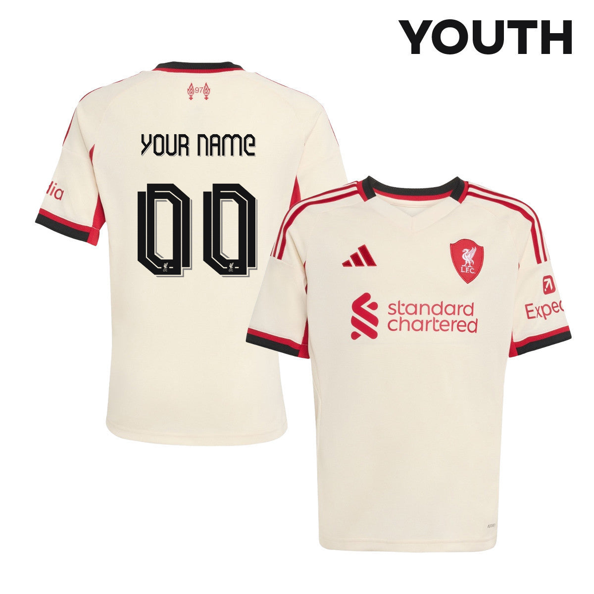 Liverpool 25/26 Personalized Away YOUTH Jersey - Off-white