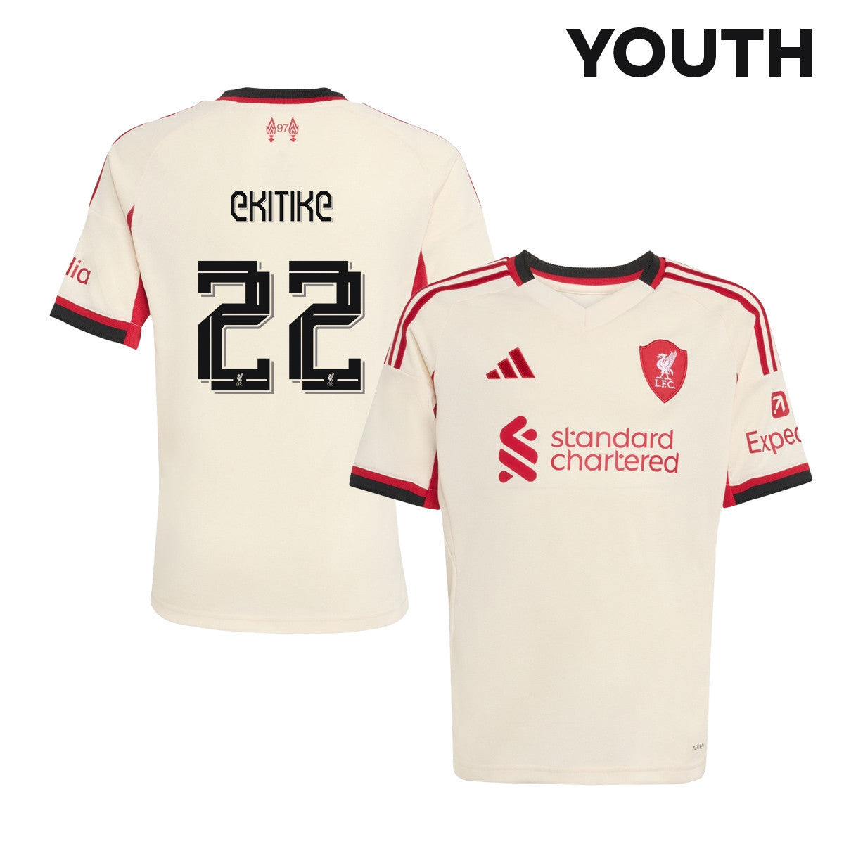 Hugo Ekitiké 22 Liverpool 25/26 Away YOUTH Jersey - Off-white