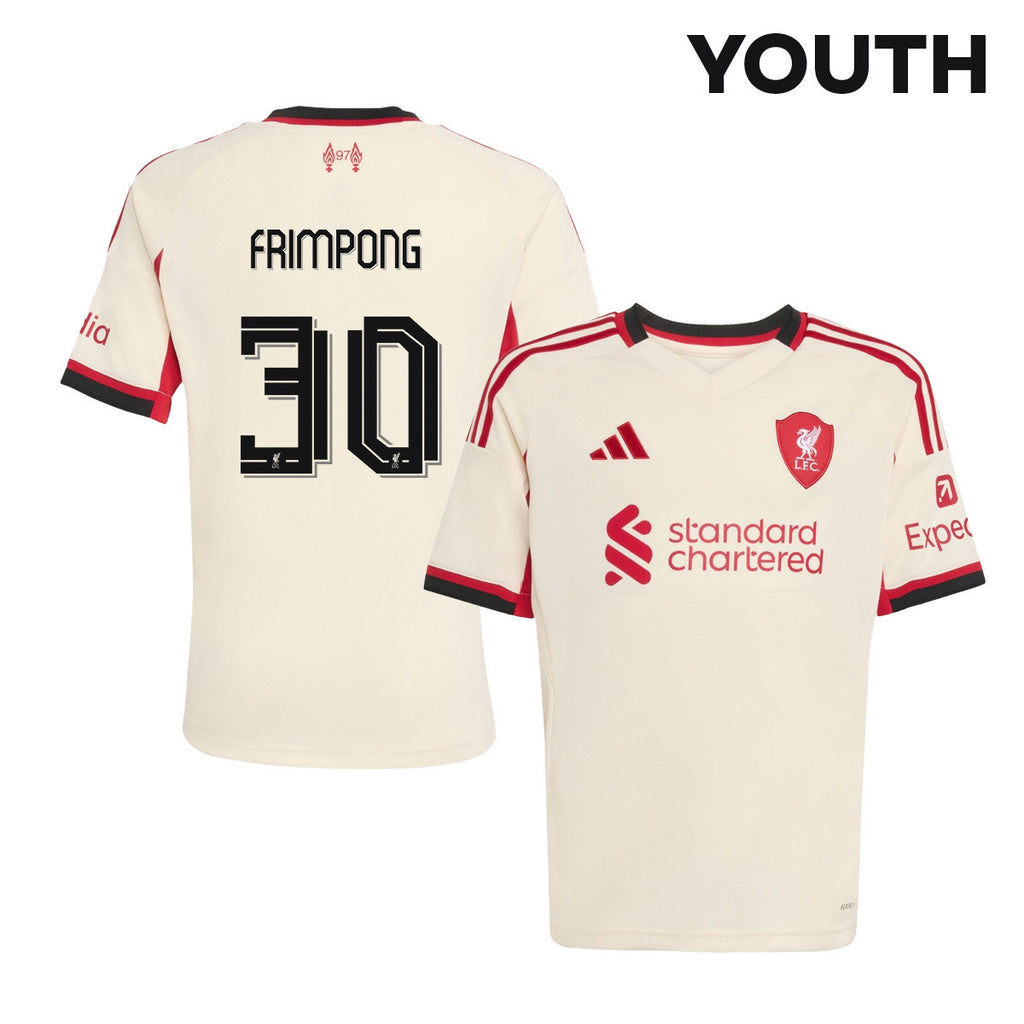 Jeremie Frimpong 30 Liverpool 25/26 Away YOUTH Jersey - Off-white