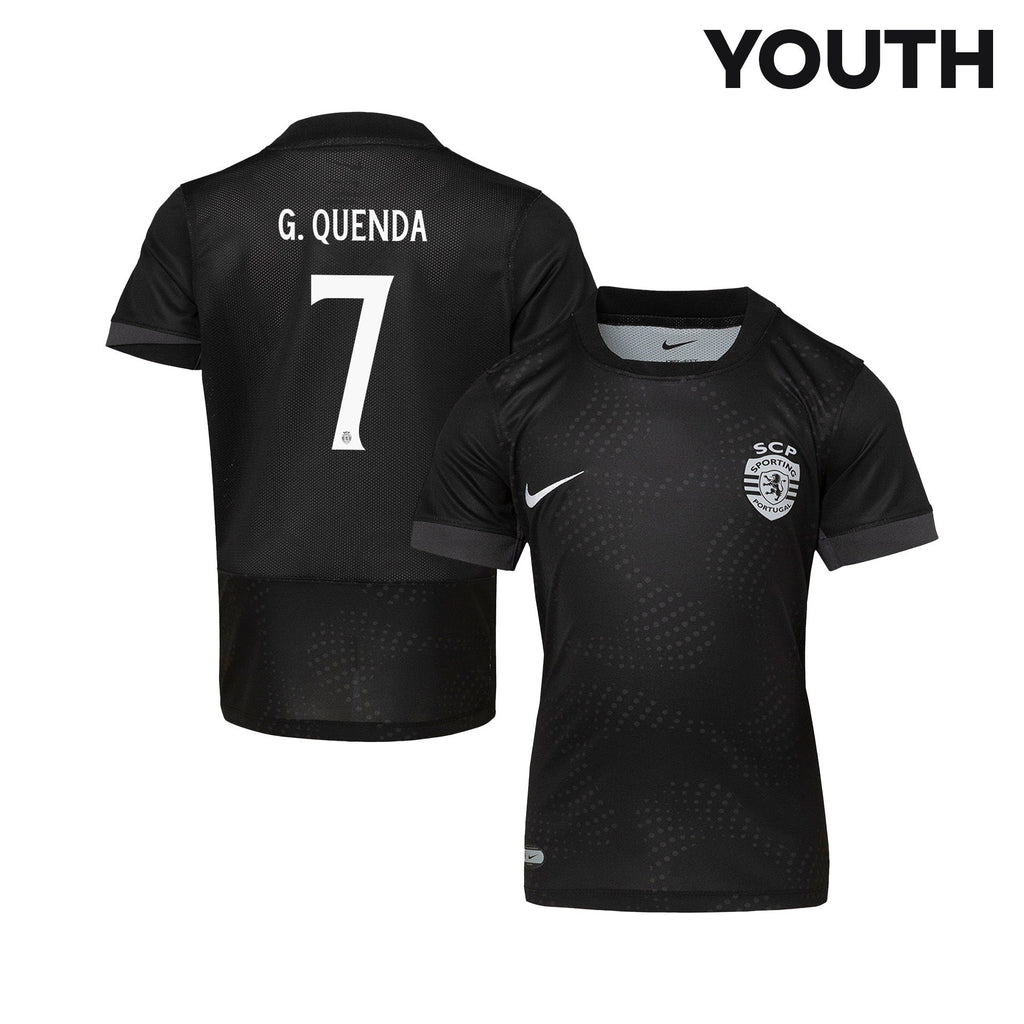 Geovany Quenda 7 Sporting CP 25/26 Away YOUTH Jersey - Black