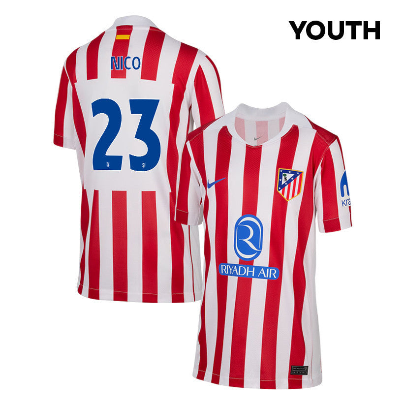 Nicolás González 23 Atlético Madrid 25/26 Home YOUTH Jersey - Red/White