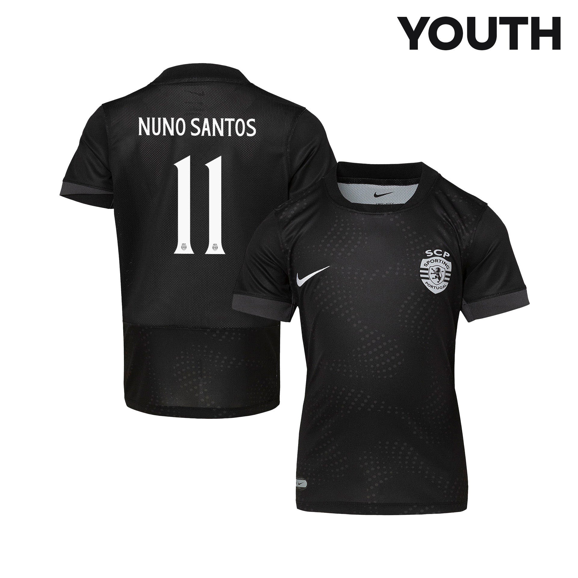 Nuno Santos 11 Sporting CP 25/26 Away YOUTH Jersey - Black