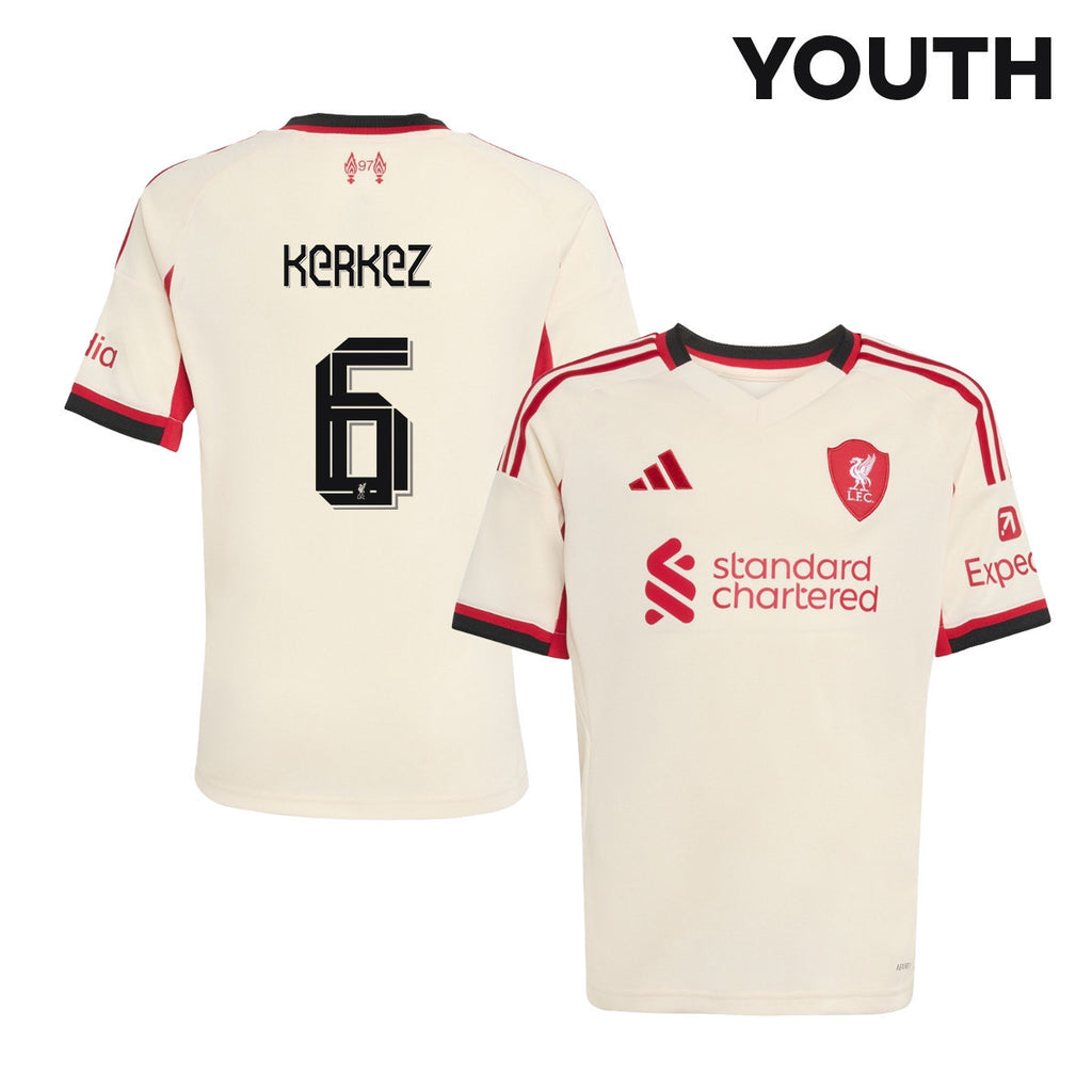 Milos Kerkez 6 Liverpool 25/26 Away YOUTH Jersey - Off-white