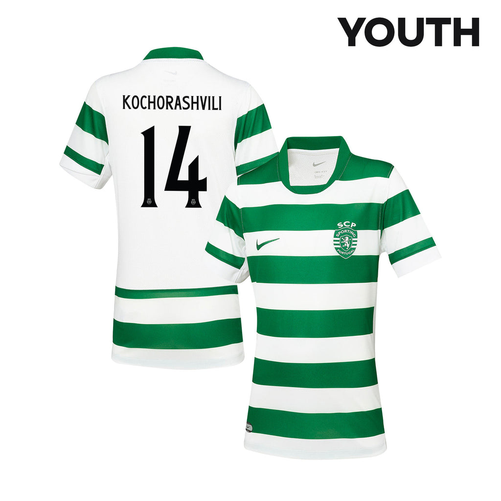 Giorgi Kochorashvili 14 Sporting CP 25/26 Home YOUTH Jersey - Green/White