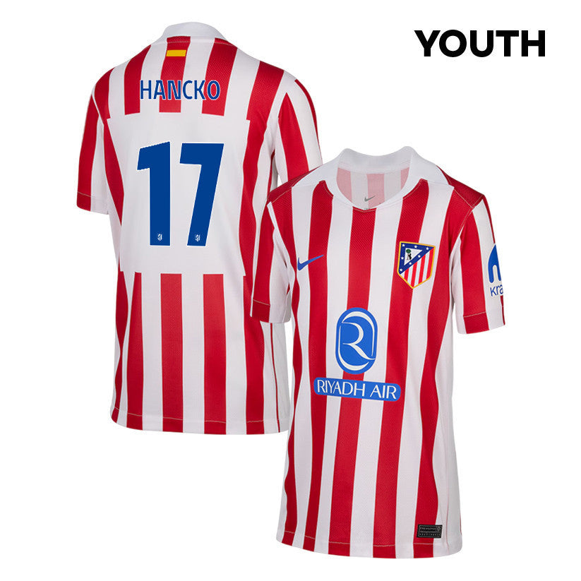 Dávid Hancko 17 Atlético Madrid 25/26 Home YOUTH Jersey - Red/White