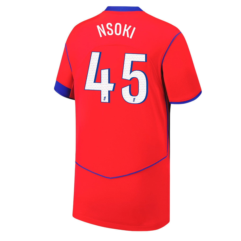 Noah Nsoki 45 Paris Saint-Germain 25/26 Third YOUTH Jersey - Red