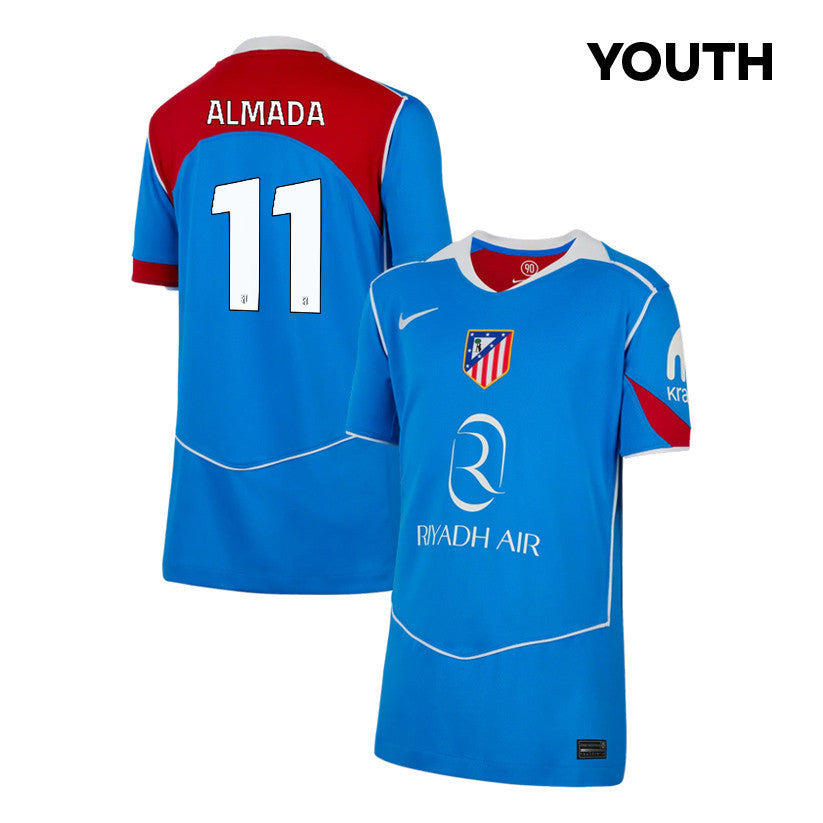 Thiago Almada 11 Atlético Madrid 25/26 Third YOUTH Jersey - Blue/Red
