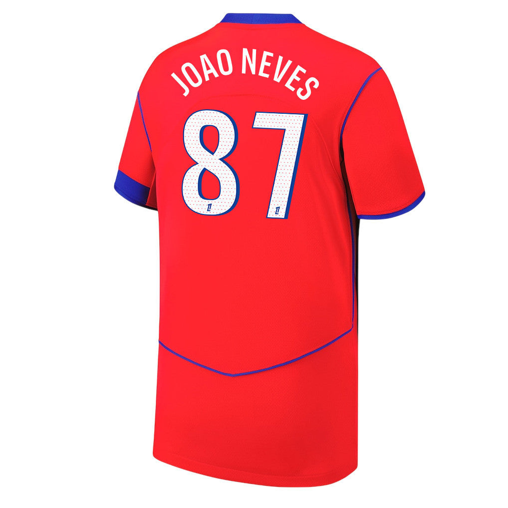 João Neves 87 Paris Saint-Germain 25/26 Third YOUTH Jersey - Red