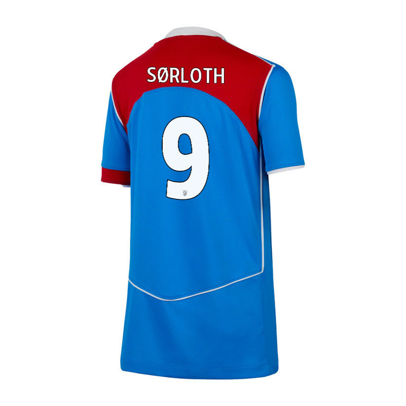 Alexander Sørloth 9 Atlético Madrid 25/26 Third YOUTH Jersey - Blue/Red