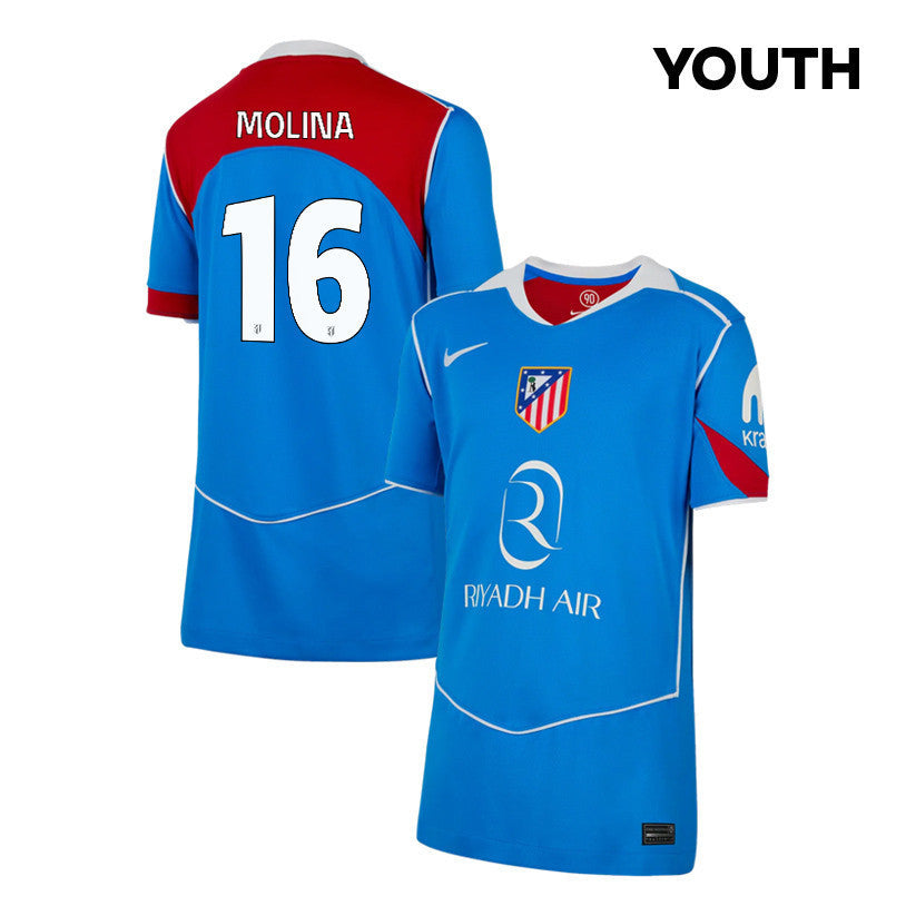 Nahuel Molina 16 Atlético Madrid 25/26 Third YOUTH Jersey - Blue/Red