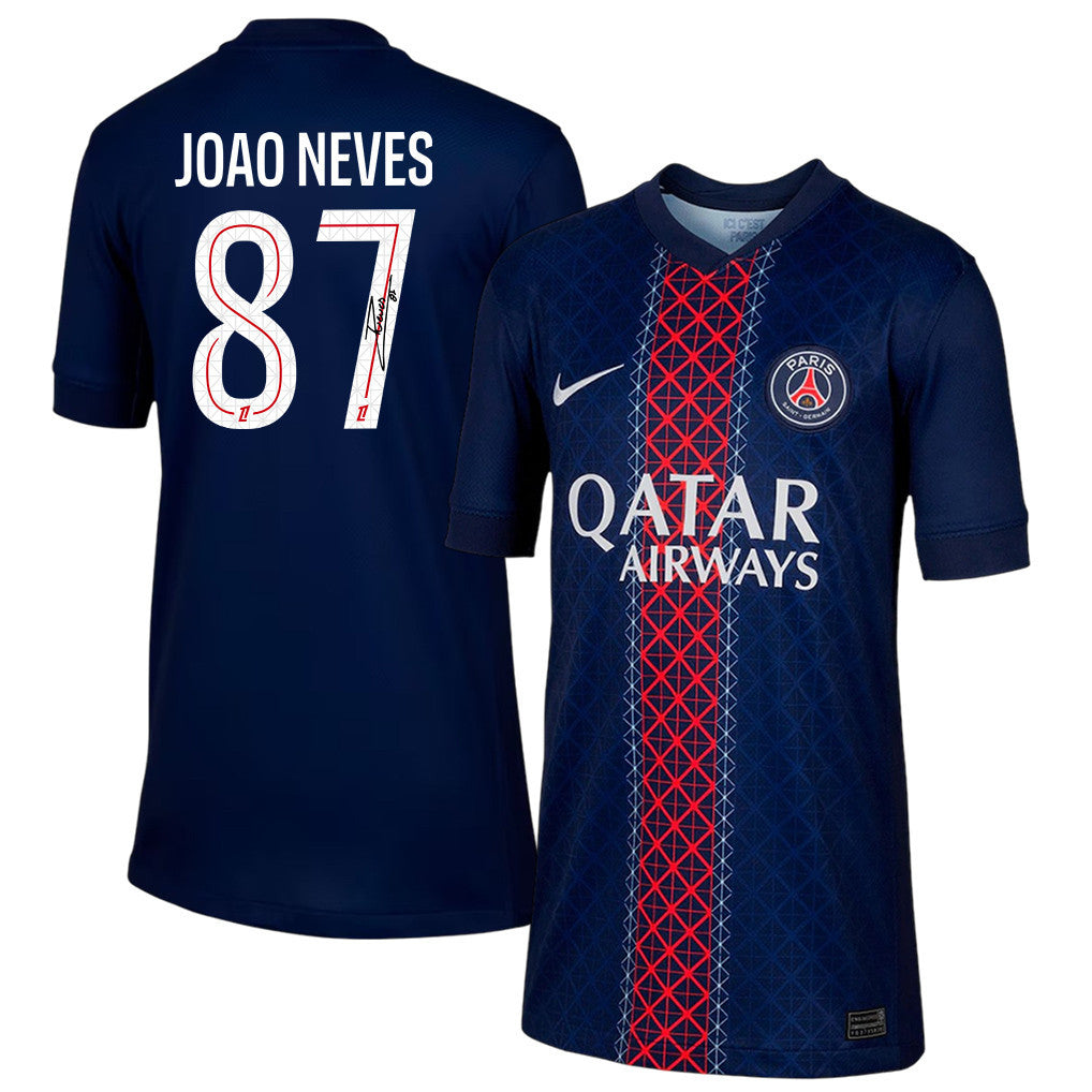 João Neves 87 Signature Paris Saint-Germain 25/26 Home YOUTH Jersey - Navy