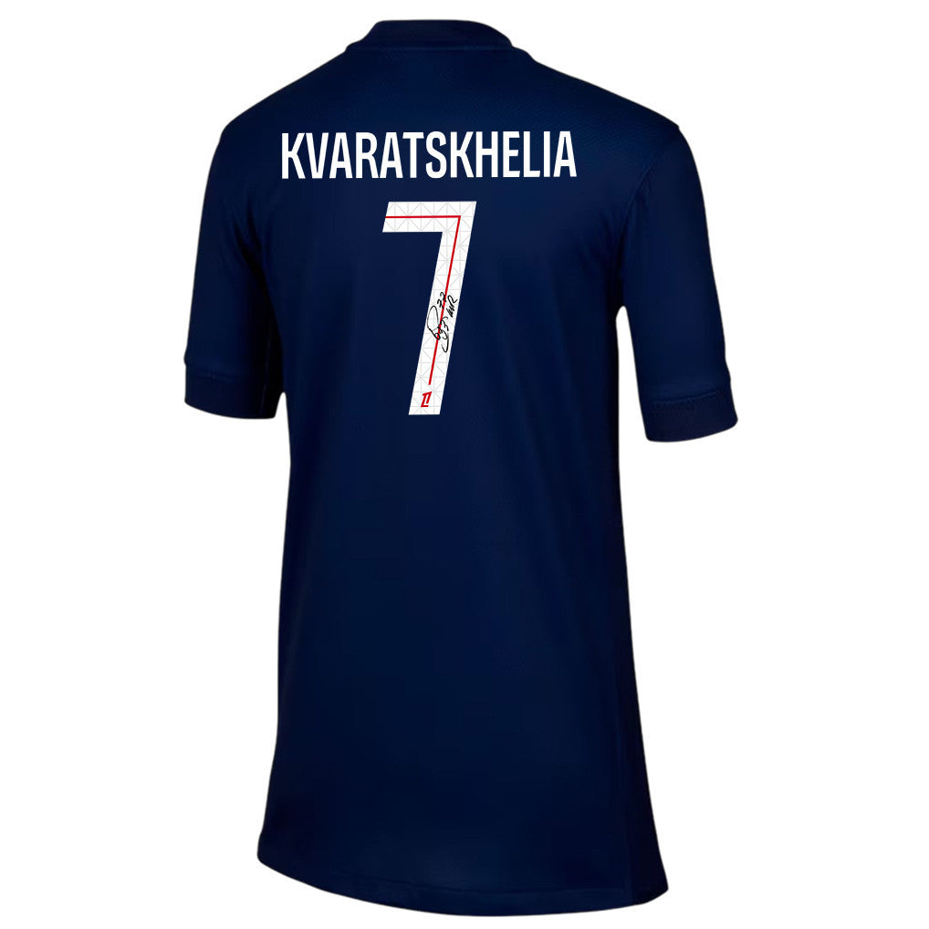 Khvicha Kvaratskhelia 7 Signature Paris Saint-Germain 25/26 Home YOUTH Jersey - Navy