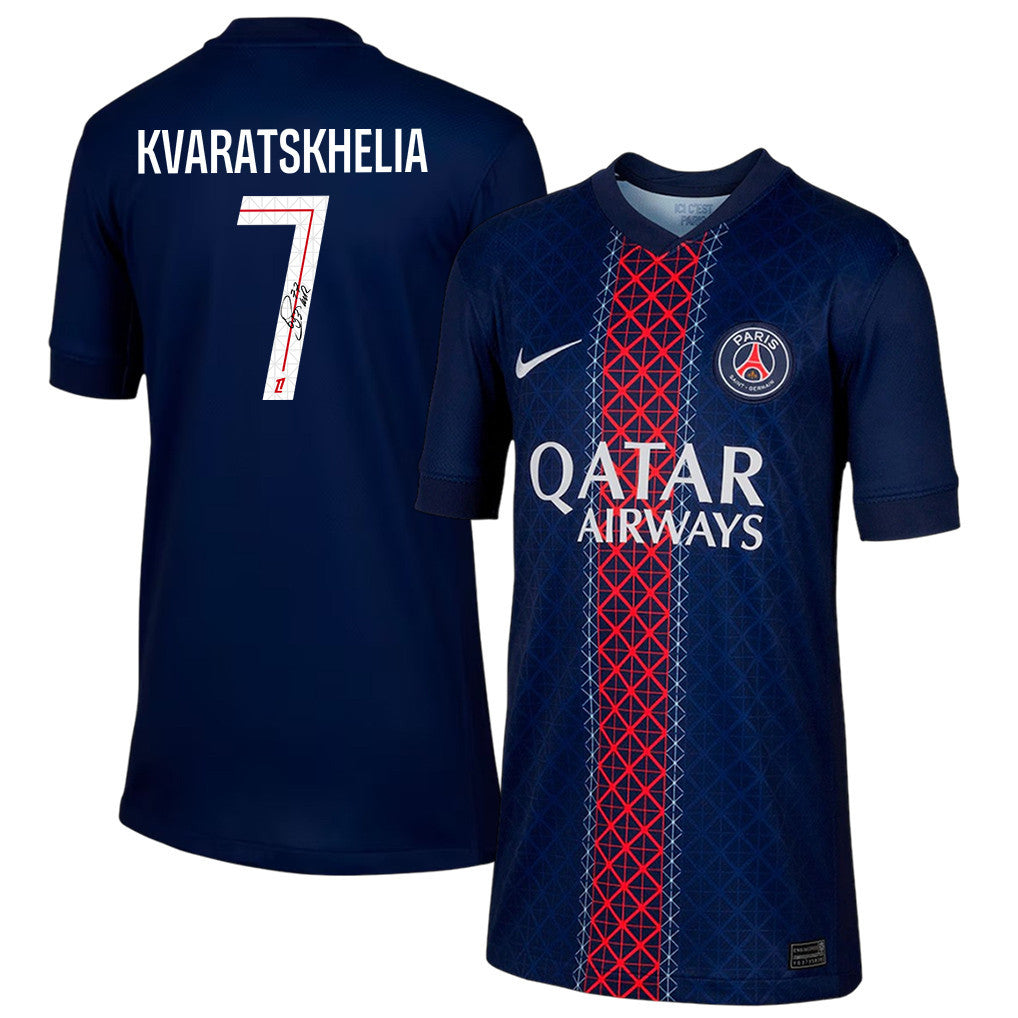 Khvicha Kvaratskhelia 7 Signature Paris Saint-Germain 25/26 Home YOUTH Jersey - Navy