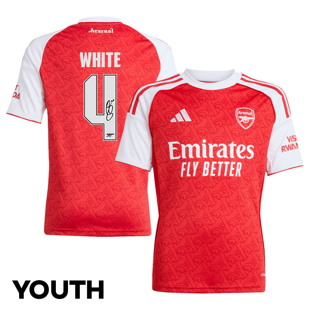 Ben White 4 Signature Arsenal 25/26 Home YOUTH Jersey - White/Red