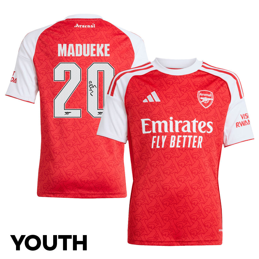 Noni Madueke 20 Signature Arsenal 25/26 Home YOUTH Jersey - White/Red