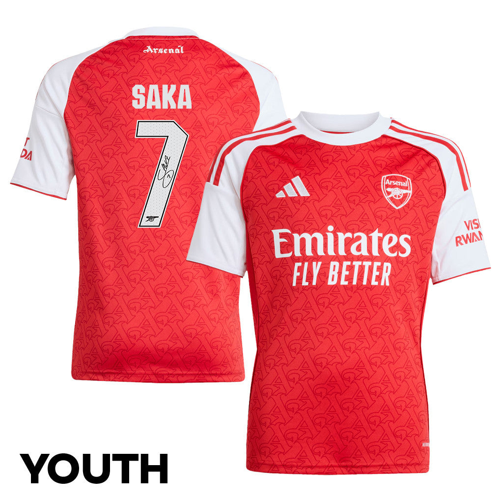 Bukayo Saka 7 Signature Arsenal 25/26 Home YOUTH Jersey - White/Red