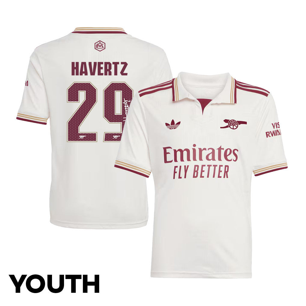 Kai Havertz 29 Signature Arsenal 25/26 Third YOUTH Jersey - Cream