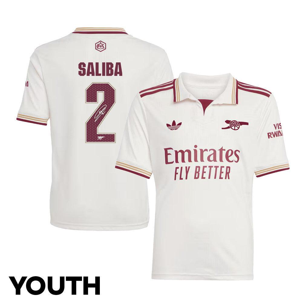 William Saliba 2 Signature Arsenal 25/26 Third YOUTH Jersey - Cream