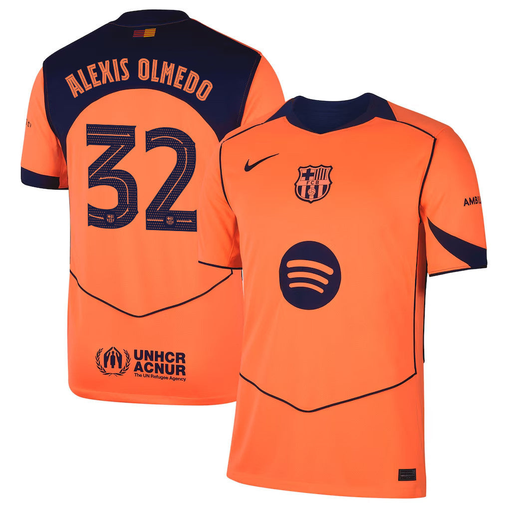 Alexis Olmedo 32 Barcelona 25/26 Third Men Jersey - Orange