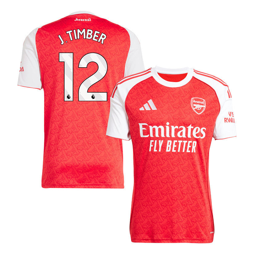 Jurriën Timber 12 Arsenal 25/26 Home Men Jersey - Red/White