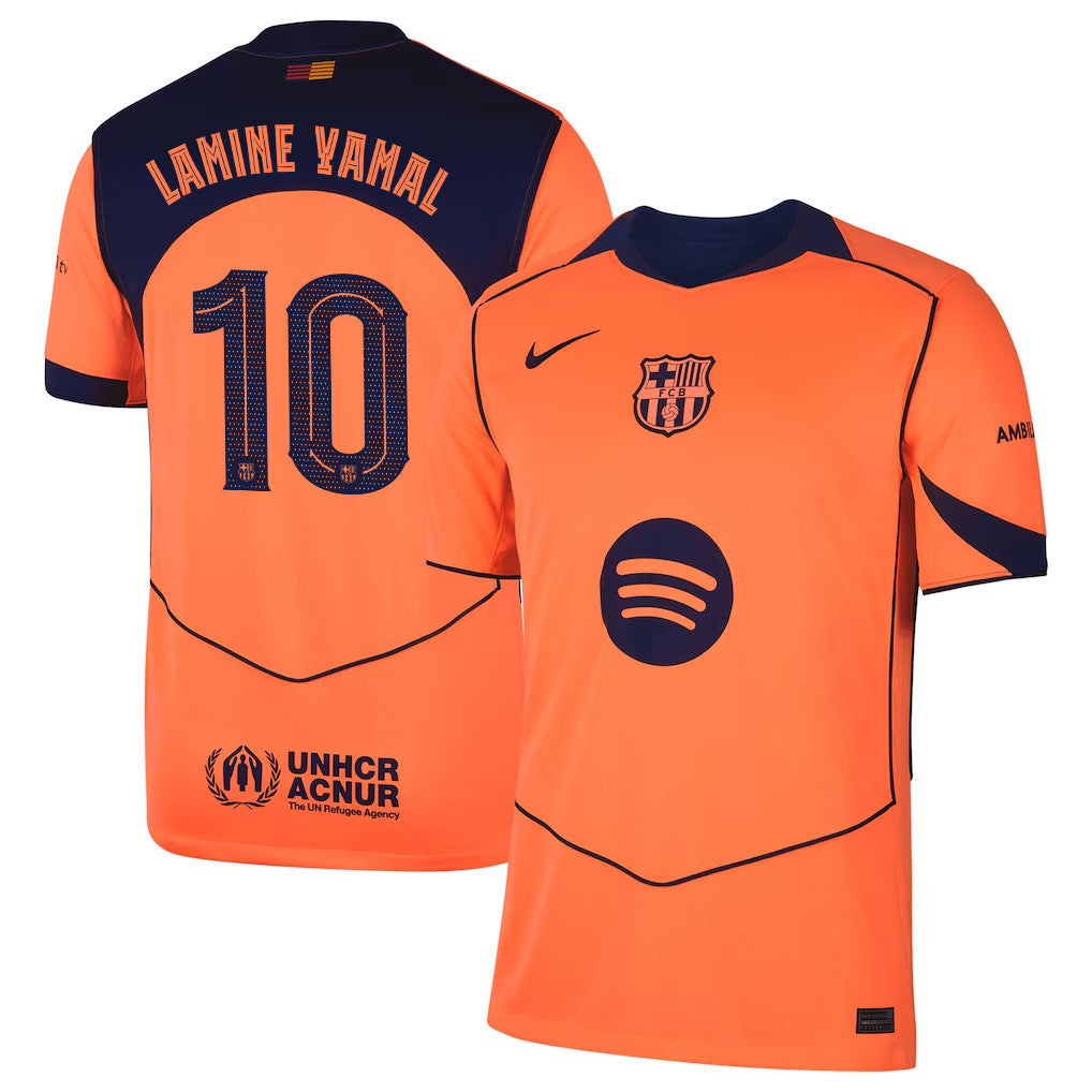 Lamine Yamal 10 Barcelona 25/26 Third Men Jersey - Orange