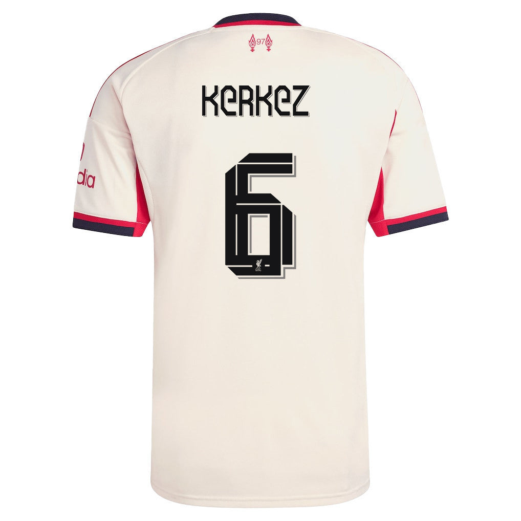 Milos Kerkez 6 Liverpool 25/26 Away Men Jersey - Off-white