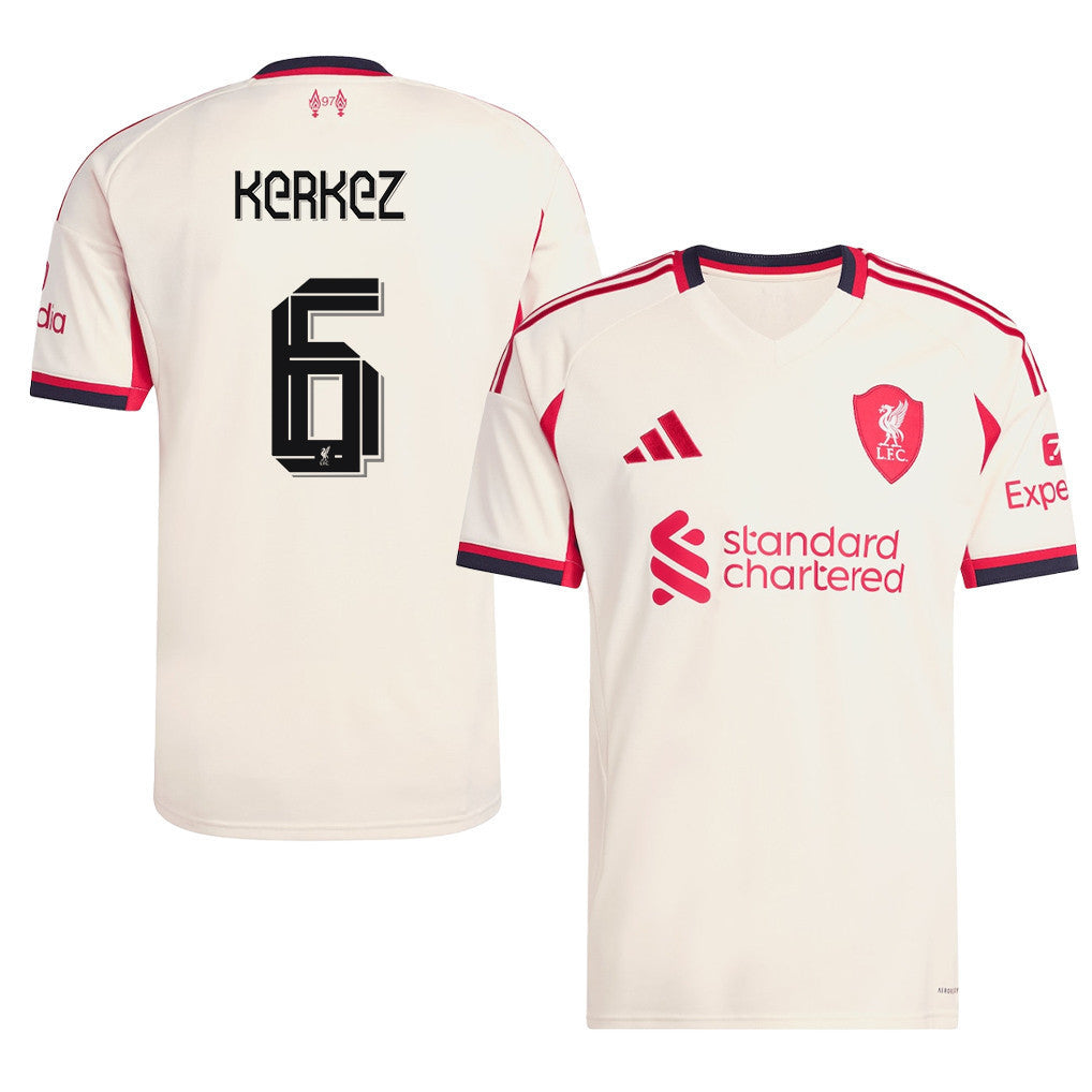 Milos Kerkez 6 Liverpool 25/26 Away Men Jersey - Off-white