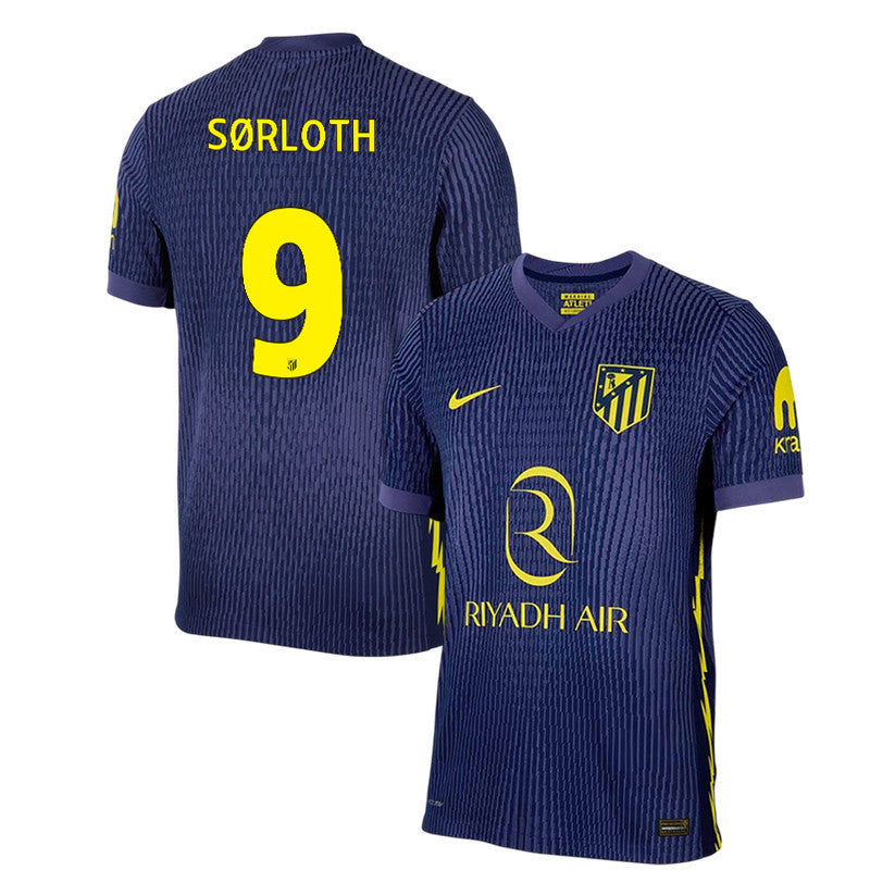Alexander Sørloth 9 Atlético Madrid 25/26 Away Men Jersey - Navy/Yellow