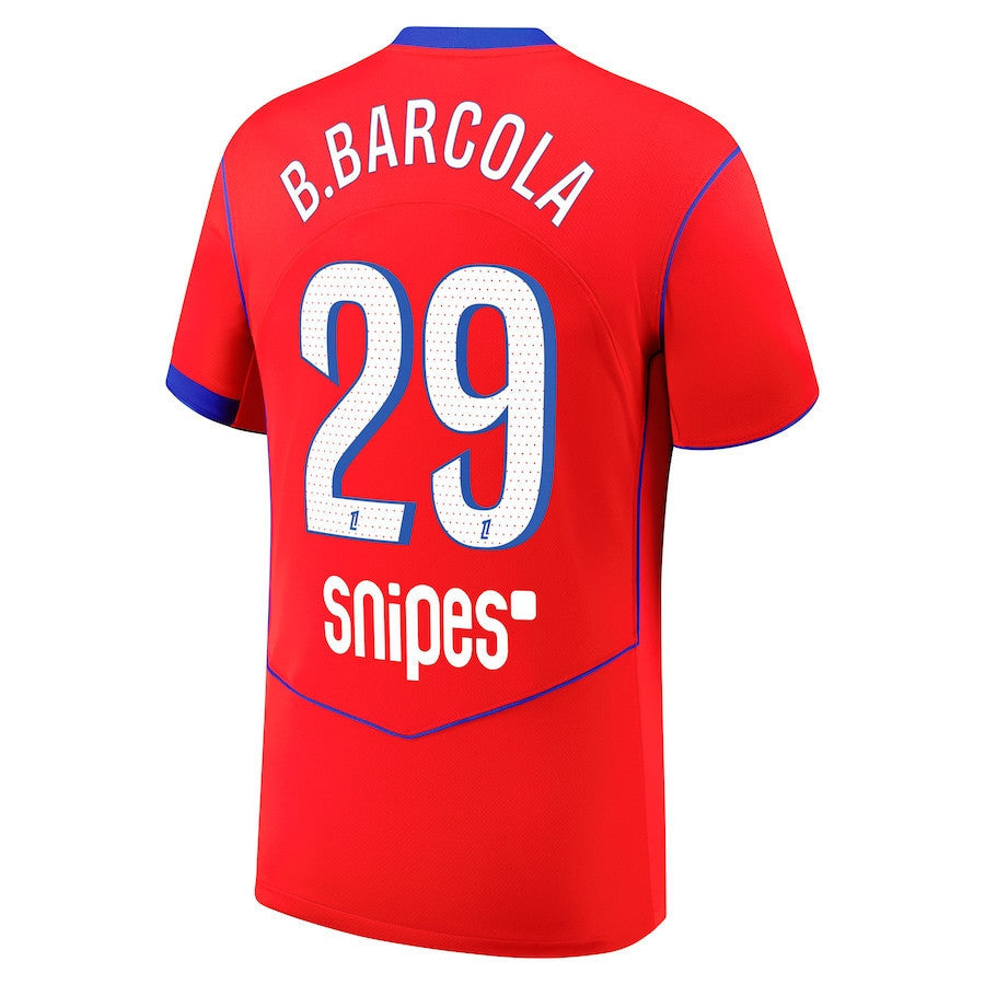 Bradley Barcola 29 Paris Saint-Germain 2025/26 Third Men Jersey - Red