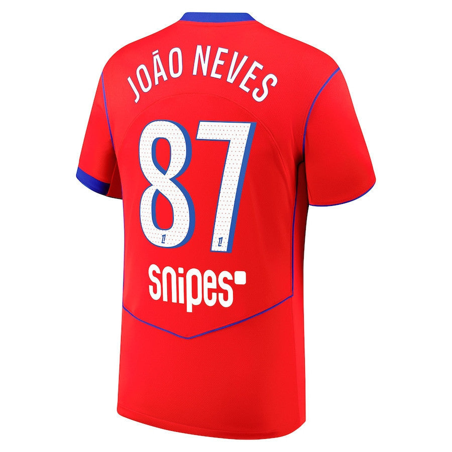 João Neves 87 Paris Saint-Germain 2025/26 Third Men Jersey - Red