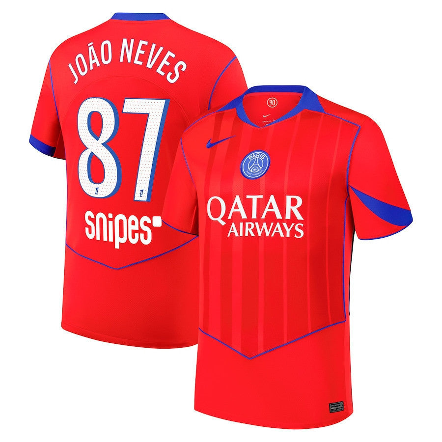 João Neves 87 Paris Saint-Germain 2025/26 Third Men Jersey - Red
